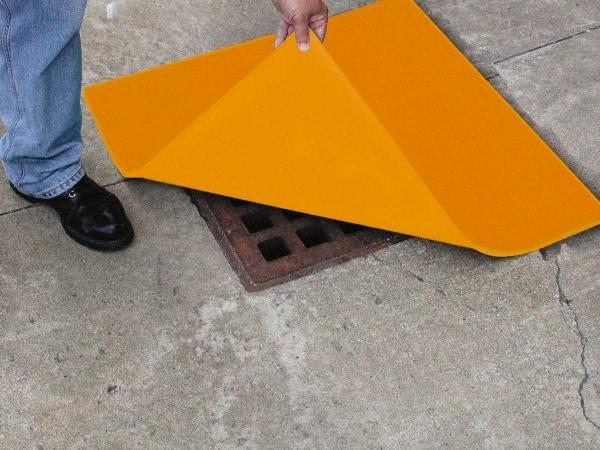 Eagle - 36" Long x 36" Wide, Polyurethane Barrier - 34" Drain, Orange, Use for Cover, Seals off Drain - Benchmark Tooling