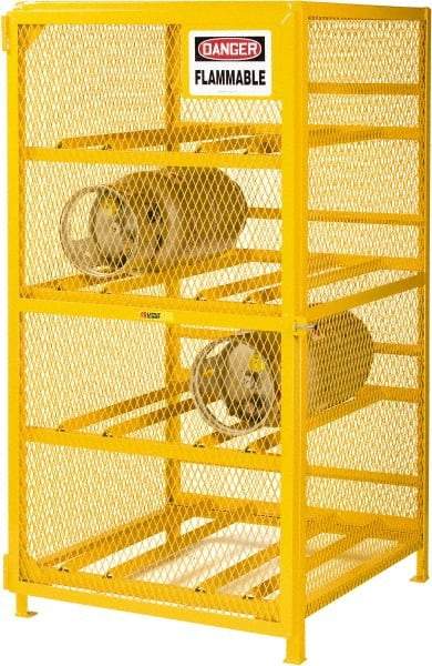 Little Giant - 8 Cylinder, Yellow Cylinder Storage Unit - 36" Wide x 70" High x 38" Deep - Benchmark Tooling