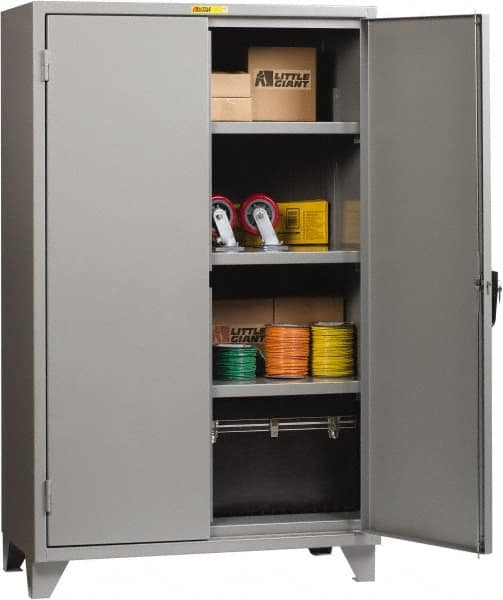 Little Giant - 3 Shelf Locking Storage Cabinet - Steel, 60" Wide x 24" Deep x 78" High, Gray - Benchmark Tooling