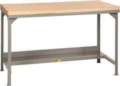 Little Giant - 72 Wide x 30" Deep x 37-3/4" High, Butcher Block Workbench - Straight Edge, Fixed Legs, Gray - Benchmark Tooling