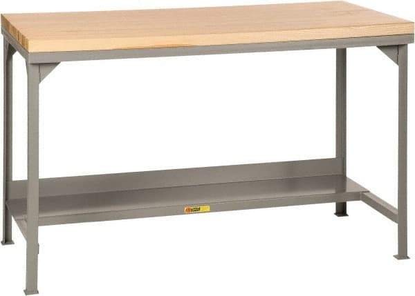 Little Giant - 48 Wide x 24" Deep x 37-3/4" High, Butcher Block Workbench - Straight Edge, Fixed Legs, Gray - Benchmark Tooling