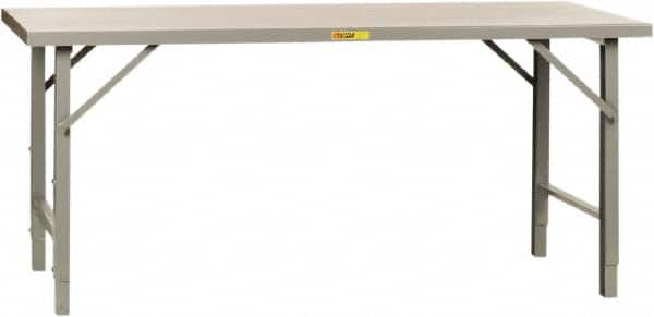 Little Giant - 84 Wide x 36" Deep x 42" High, Steel Heavy-Duty Folding Leg Table - Straight Edge, Adjustable Height Folding Legs, Gray - Benchmark Tooling