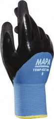 MAPA Professional - Size 8 Nitrile Coated Nitrile Work Gloves - Palm & Fingers Coated, Knit Wrist Cuff, Blue, Paired - Benchmark Tooling
