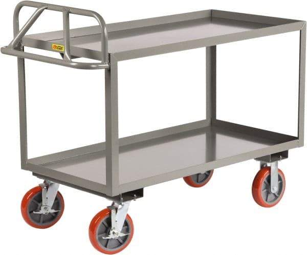 Little Giant - 3,600 Lb Capacity, 30" Wide x 53-1/2" Long x 42" High Shelf Cart - 2 Shelf, Steel - Benchmark Tooling