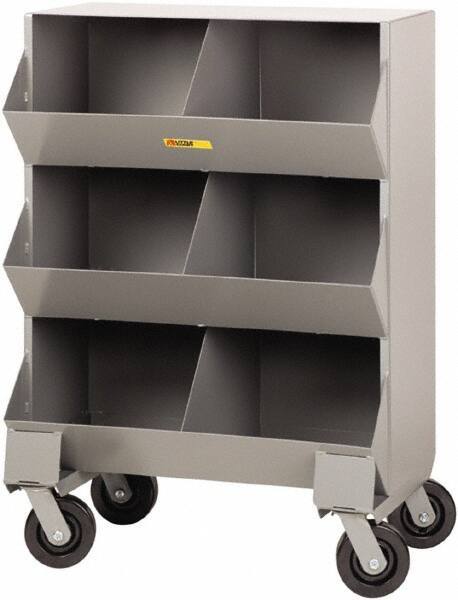 Little Giant - 2,400 Lb Capacity, 32" Wide x 20" Long x 45-1/2" High Storage Bin Cart - Steel, 4 Swivel Casters - Benchmark Tooling