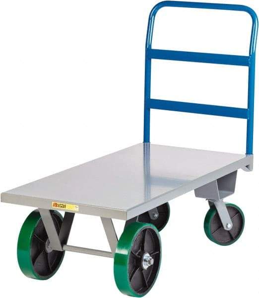 Little Giant - 4,000 Lb Capacity Steel Platform Truck - Steel Deck, 30" OAW, Polyurethane Casters - Benchmark Tooling