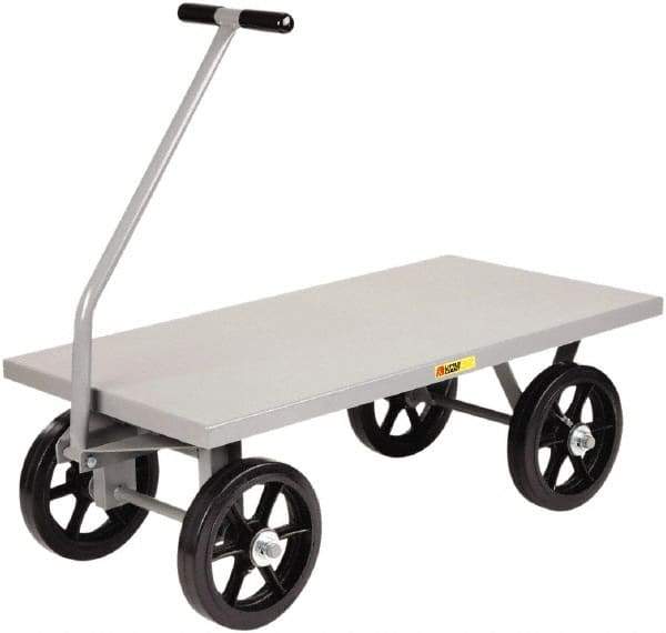 Little Giant - 3,500 Lb Capacity Steel Wagon Truck - Steel Deck, 36" OAW, 72" Platform Length x 16-1/2" Platform Height, Mold On Rubber Casters - Benchmark Tooling