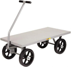 Little Giant - 3,500 Lb Capacity Steel Wagon Truck - Steel Deck, 36" OAW, 72" Platform Length x 16-1/2" Platform Height, Mold On Rubber Casters - Benchmark Tooling