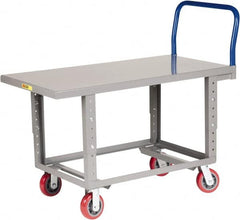 Little Giant - 2,000 Lb Capacity Steel Work Height Platform Truck - Steel Deck, 30" OAW, Polyurethane Casters - Benchmark Tooling