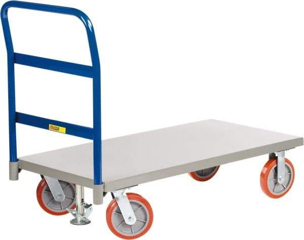 Little Giant - 3,600 Lb Capacity Steel Platform Truck - Steel Deck, 36" OAW, Polyurethane Casters - Benchmark Tooling