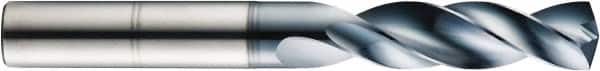 SGS - 3mm 145° Solid Carbide Jobber Drill - AlTiN Finish, Right Hand Cut, Spiral Flute, Straight Shank, 66mm OAL - Benchmark Tooling