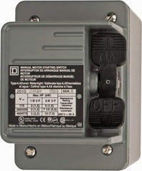 Square D - 3 Poles, 30 Amp, NEMA, Enclosed Toggle Manual Motor Starter - 1 hp at 90 VDC, 10 hp at 460 VAC, 10 hp at 575 VAC, 1-1/2 hp at 230 VDC, 2 hp at 115 VAC, 2 hp at 115 VDC & 7-1/2 hp at 230 VAC, CE, CSA, NEMA 4 & UL Listed - Benchmark Tooling