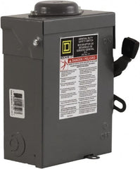 Square D - 30 Amp, 240 V, 3 Pole Fused Safety Switch - NEMA 3R, 3 hp at 240 VAC (Single Phase), 7.5 hp at 240 VAC (Triple Phase), 3PST Contact Form - Benchmark Tooling