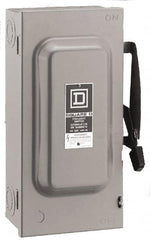 Square D - 60 Amp, 240 V, 2 Pole Fused Safety Switch - NEMA 1, 10 hp at 240 VAC (Single Phase), 15 hp at 240 VAC (Triple Phase), DPST Contact Form - Benchmark Tooling