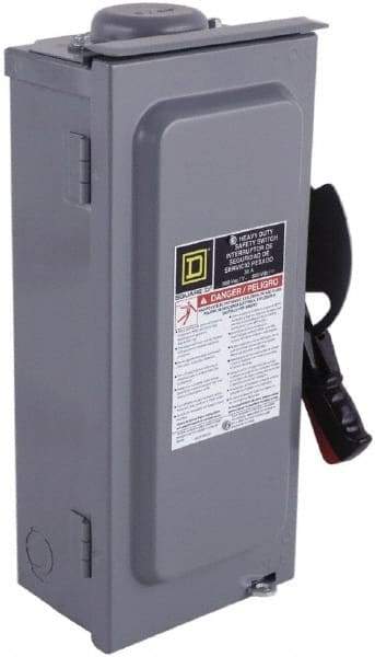 Square D - 30 Amp, 600 VAC/VDC, 3 Pole Fused Safety Switch - NEMA 3R, 7.5 hp at 480 VAC (Single Phase), 20 hp at 600 VAC, 10 hp at 600 VDC (Triple Phase), 3PST Contact Form - Benchmark Tooling