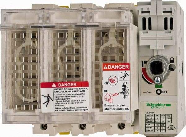 Schneider Electric - 3 Pole, 600 Volt, 30 Amp, Pressure Plate and DIN Rail Mount Fuse Holder - Compatible with J Class, 149mm Wide Fuse - Benchmark Tooling