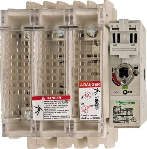 Schneider Electric - 3 Pole, 600 Volt, 100 Amp, Pressure Plate Fuse Holder - Compatible with J Class, 149mm Wide Fuse - Benchmark Tooling