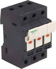 Schneider Electric - 3 Pole, 600 Volt, 32 Amp, DIN Rail Mount Fuse Holder - Compatible with 38mm Long x 52mm Wide and 10mm Diameter Fuse - Benchmark Tooling