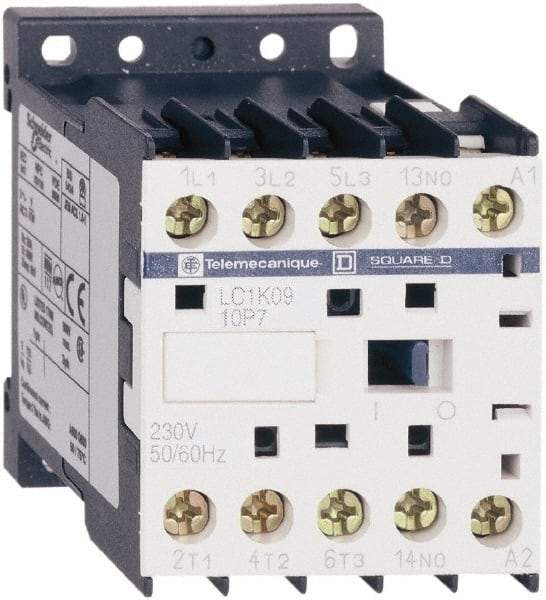 Schneider Electric - 3 Pole, 220 to 230 Coil VAC at 50/60 Hz, 6 Amp at 440 VAC, Nonreversible IEC Contactor - BS 5424, CSA, IEC 60947, NF C 63-110, RoHS Compliant, UL Listed, VDE 0660 - Benchmark Tooling