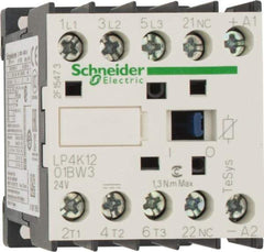 Schneider Electric - 3 Pole, 24 Coil VDC, 12 Amp at 440 VAC, 16 Amp at 690 VAC and 20 Amp at 440 VAC, Nonreversible IEC Contactor - BS 5424, CSA, IEC 60947, NF C 63-110, RoHS Compliant, UL Listed, VDE 0660 - Benchmark Tooling