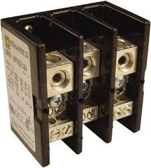 Square D - 3 Poles, 135 (Aluminium), 175 (Copper) Amp, Phenolic Power Distribution Block - 600 VAC, 1 Primary Connection - Benchmark Tooling