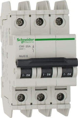 Schneider Electric - 25 Amp, 125 VDC, 240 VAC, 60 VDC, 3 Pole, DIN Rail Mount, Fixed Mount Miniature Circuit Breaker - Thermal Magnetic Trip, Multiple Breaking Capacity Ratings, 73mm Deep x 107mm High x 54mm Wide - Benchmark Tooling