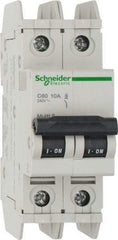 Schneider Electric - 10 Amp, 125 VDC, 240 VAC, 60 VDC, 1 Pole, DIN Rail Mount, Fixed Mount Miniature Circuit Breaker - Thermal Magnetic Trip, Multiple Breaking Capacity Ratings, 73mm Deep x 107mm High x 36mm Wide - Benchmark Tooling