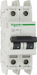 Schneider Electric - 25 Amp, 125 VDC, 240 VAC, 60 VDC, 1 Pole, DIN Rail Mount, Fixed Mount Miniature Circuit Breaker - Thermal Magnetic Trip, Multiple Breaking Capacity Ratings, 73mm Deep x 107mm High x 36mm Wide - Benchmark Tooling