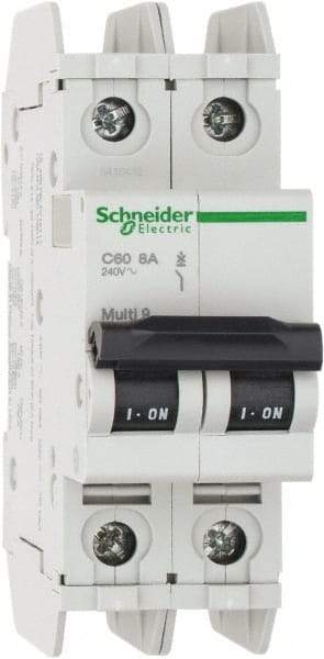 Schneider Electric - 8 Amp, 125 VDC, 240 VAC, 60 VDC, 1 Pole, DIN Rail Mount, Fixed Mount Miniature Circuit Breaker - Thermal Magnetic Trip, Multiple Breaking Capacity Ratings, 73mm Deep x 107mm High x 36mm Wide - Benchmark Tooling