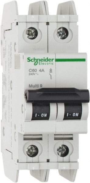 Schneider Electric - 4 Amp, 125 VDC, 240 VAC, 60 VDC, 1 Pole, DIN Rail Mount, Fixed Mount Miniature Circuit Breaker - Thermal Magnetic Trip, Multiple Breaking Capacity Ratings, 73mm Deep x 107mm High x 36mm Wide - Benchmark Tooling