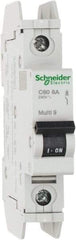 Schneider Electric - 8 Amp, 125 VDC, 240 VAC, 60 VDC, 1 Pole, DIN Rail Mount, Fixed Mount Miniature Circuit Breaker - Thermal Magnetic Trip, Multiple Breaking Capacity Ratings, 73mm Deep x 107mm High x 18mm Wide - Benchmark Tooling