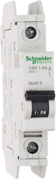 Schneider Electric - 1 Amp, 125 VDC, 240 VAC, 60 VDC, 1 Pole, DIN Rail Mount, Fixed Mount Miniature Circuit Breaker - Thermal Magnetic Trip, Multiple Breaking Capacity Ratings, 73mm Deep x 107mm High x 18mm Wide - Benchmark Tooling