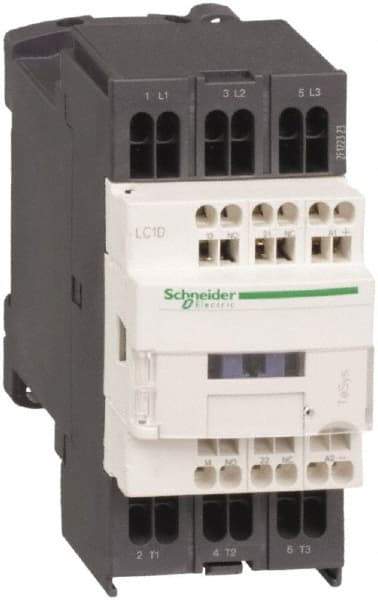 Schneider Electric - 3 Pole, 24 Coil VDC, 18 Amp at 440 VAC and 25 Amp at 440 VAC, Nonreversible IEC Contactor - 1 Phase hp: 1 at 115 VAC, 3 at 230/240 VAC, 3 Phase hp: 10 at 460/480 VAC, 15 at 575/600 VAC, 5 at 200/208 VAC, 5 at 230/240 VAC - Benchmark Tooling