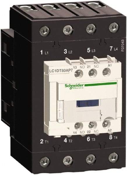 Schneider Electric - 4 Pole, 120 Coil VAC at 50/60 Hz, 80 Amp at 440 VAC, Nonreversible IEC Contactor - Bureau Veritas, CCC, CSA, CSA C22.2 No. 14, DNV, EN/IEC 60947-4-1, EN/IEC 60947-5-1, GL, GOST, LROS, RINA, UL 508, UL Listed - Benchmark Tooling