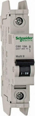 Schneider Electric - 13 Amp, 125 VDC, 240 VAC, 60 VDC, 1 Pole, DIN Rail Mount, Fixed Mount Miniature Circuit Breaker - Thermal Magnetic Trip, Multiple Breaking Capacity Ratings, 73mm Deep x 107mm High x 18mm Wide - Benchmark Tooling
