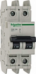 Schneider Electric - 2 Amp, 125 VDC, 240 VAC, 60 VDC, 1 Pole, DIN Rail Mount, Fixed Mount Miniature Circuit Breaker - Thermal Magnetic Trip, Multiple Breaking Capacity Ratings, 73mm Deep x 107mm High x 36mm Wide - Benchmark Tooling