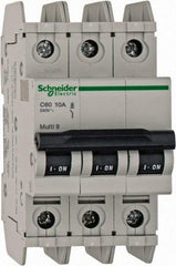 Schneider Electric - 10 Amp, 125 VDC, 240 VAC, 60 VDC, 3 Pole, DIN Rail Mount, Fixed Mount Miniature Circuit Breaker - Thermal Magnetic Trip, Multiple Breaking Capacity Ratings, 73mm Deep x 107mm High x 54mm Wide - Benchmark Tooling