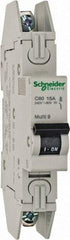 Schneider Electric - 15 Amp, 120/240 VAC, 1 Pole, DIN Rail Mounted Miniature Circuit Breaker - Thermal Magnetic Trip, 10 kA at 240 VAC Breaking Capacity, 14-4 AWG, 73mm Deep x 123.4mm High x 18mm Wide - Benchmark Tooling