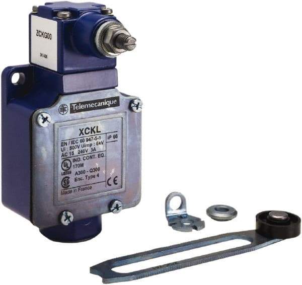 Telemecanique Sensors - SPDT, NC/NO, 300 VAC, 300 VDC, Screw Terminal, Roller Lever Actuator, General Purpose Limit Switch - 1, 2, 3, 4, 12 NEMA Rating, IP66 IPR Rating, Reversible Mount - Benchmark Tooling