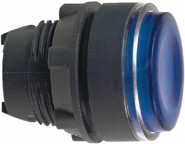 Schneider Electric - 22mm Mount Hole, Flush, Pushbutton Switch Only - Round, Blue Pushbutton, Illuminated, Momentary (MO) - Benchmark Tooling