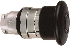 Schneider Electric - 22mm Mount Hole, Extended Mushroom Head, Pushbutton Switch Only - Round, Black Pushbutton, Nonilluminated, Maintained (MA) - Benchmark Tooling