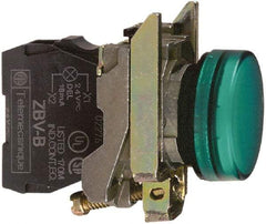 Schneider Electric - 230-240 VAC at 50/60 Hz Green Lens LED Pilot Light - Round Lens, Screw Clamp Connector, 30mm Wide, Vibration Resistant, Water Resistant - Benchmark Tooling