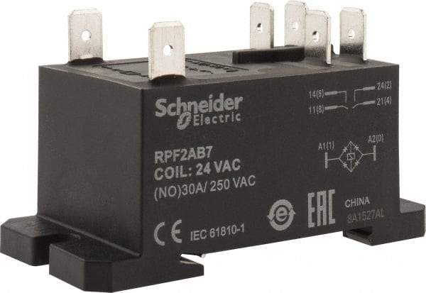 Schneider Electric - 7,500 VA Power Rating, Electromechanical Plug-in General Purpose Relay - 20 Amp at 28 VDC, 25 at 28 VDC, 30 at 250/277 VAC, 2NO, 24 VAC - Benchmark Tooling