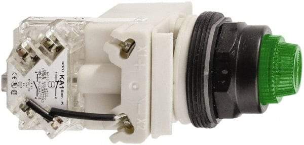 Schneider Electric - 120 V Green Lens LED Press-to-Test Indicating Light - Octagonal Lens, Screw Clamp Connector, Vibration Resistant - Benchmark Tooling