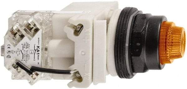 Schneider Electric - 120 V Orange Lens LED Press-to-Test Indicating Light - Octagonal Lens, Screw Clamp Connector, Vibration Resistant - Benchmark Tooling