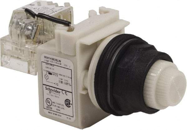 Schneider Electric - 120 V White Lens LED Press-to-Test Indicating Light - Round Lens, Screw Clamp Connector, Corrosion Resistant, Dust Resistant, Oil Resistant - Benchmark Tooling