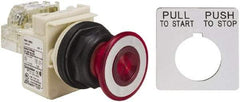 Schneider Electric - 30mm Mount Hole, Extended Straight, Pushbutton Switch with Contact Block - Red Pushbutton, Maintained (MA) - Benchmark Tooling