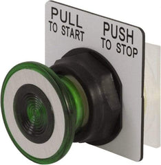 Schneider Electric - 30mm Mount Hole, Extended Mushroom Head, Extended Straight, Pushbutton Switch - Round, Green Pushbutton, Maintained (MA) - Benchmark Tooling