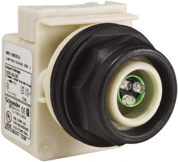 Schneider Electric - 120 V LED Indicating Light - Round Lens, Screw Clamp Connector, Corrosion Resistant, Dust Resistant, Oil Resistant - Benchmark Tooling