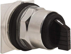 Schneider Electric - 30mm Mount Hole, 3 Position, Knob and Pushbutton Operated, Selector Switch Only - Black, Momentary (MO), without Contact Blocks, Weatherproof and Dust and Oil Resistant - Benchmark Tooling